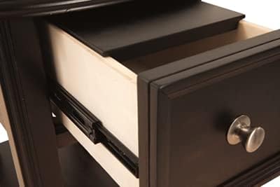 Signature Design by Ashley Breegin Chair Side End Table, 1 Drawer, 1 Fixed Shelf, Veneers, Wood, , 13.13" W x 22.13" D x 23" H, Brown