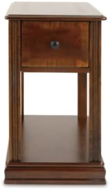 Signature Design by Ashley Breegin Chair Side End Table, 1 Drawer, 1 Fixed Shelf, Veneers, Wood, , 13.13" W x 22.13" D x 23" H, Brown