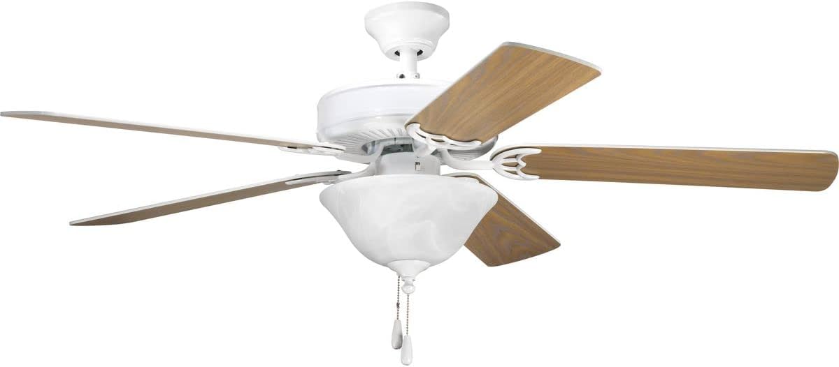 Progress Lighting 2-Light Ceiling Fan Light Kit for AirPro Collection Ceiling Fans, Classic Tranisitonal Style with Alabaster Style Glass Bowl, Includes 2 LED Light Bulbs and Finials in 5 Colors