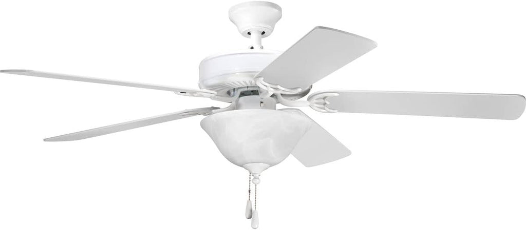 Progress Lighting 2-Light Ceiling Fan Light Kit for AirPro Collection Ceiling Fans, Classic Tranisitonal Style with Alabaster Style Glass Bowl, Includes 2 LED Light Bulbs and Finials in 5 Colors