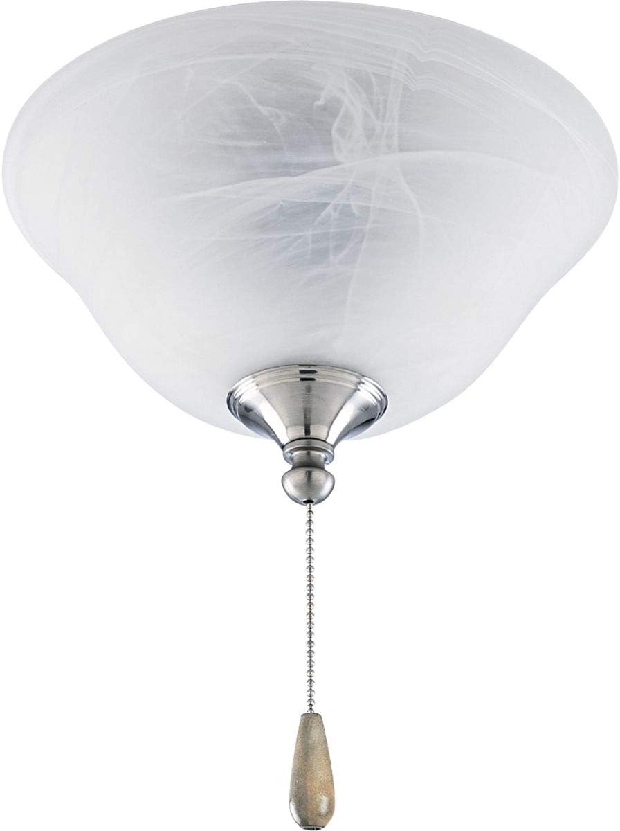 Progress Lighting 2-Light Ceiling Fan Light Kit for AirPro Collection Ceiling Fans, Classic Tranisitonal Style with Alabaster Style Glass Bowl, Includes 2 LED Light Bulbs and Finials in 5 Colors