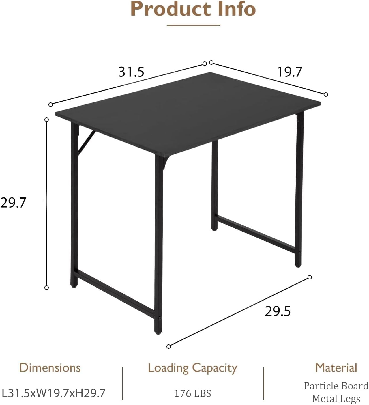 BestOffice Computer Desk,Home Office Desk, Modern Simple Style for Home Office Study Writing (Black, 47 inch)
