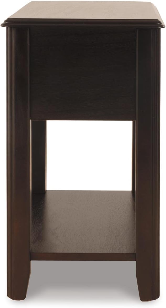 Signature Design by Ashley Breegin Chair Side End Table, 1 Drawer, 1 Fixed Shelf, Veneers, Wood, , 13.13" W x 22.13" D x 23" H, Brown