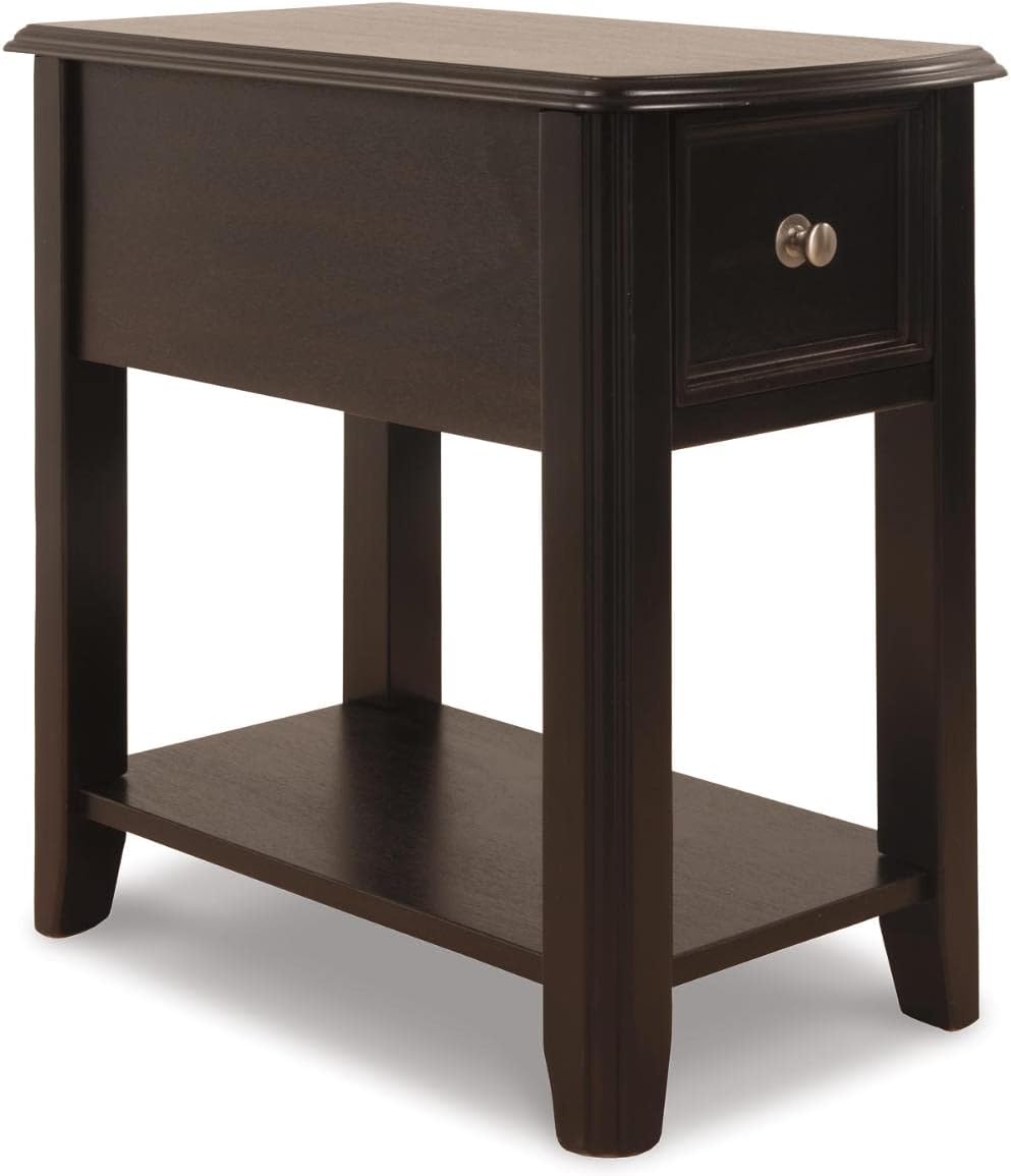 Signature Design by Ashley Breegin Chair Side End Table, 1 Drawer, 1 Fixed Shelf, Veneers, Wood, , 13.13" W x 22.13" D x 23" H, Brown