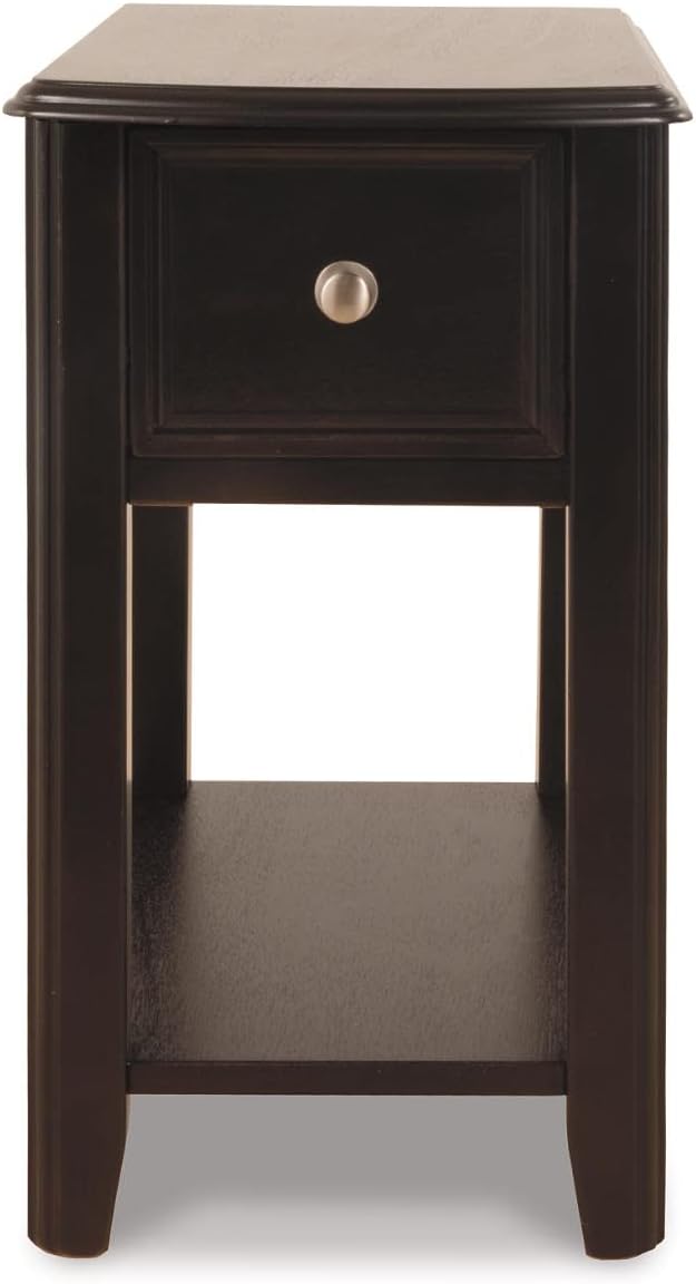 Signature Design by Ashley Breegin Chair Side End Table, 1 Drawer, 1 Fixed Shelf, Veneers, Wood, , 13.13" W x 22.13" D x 23" H, Brown