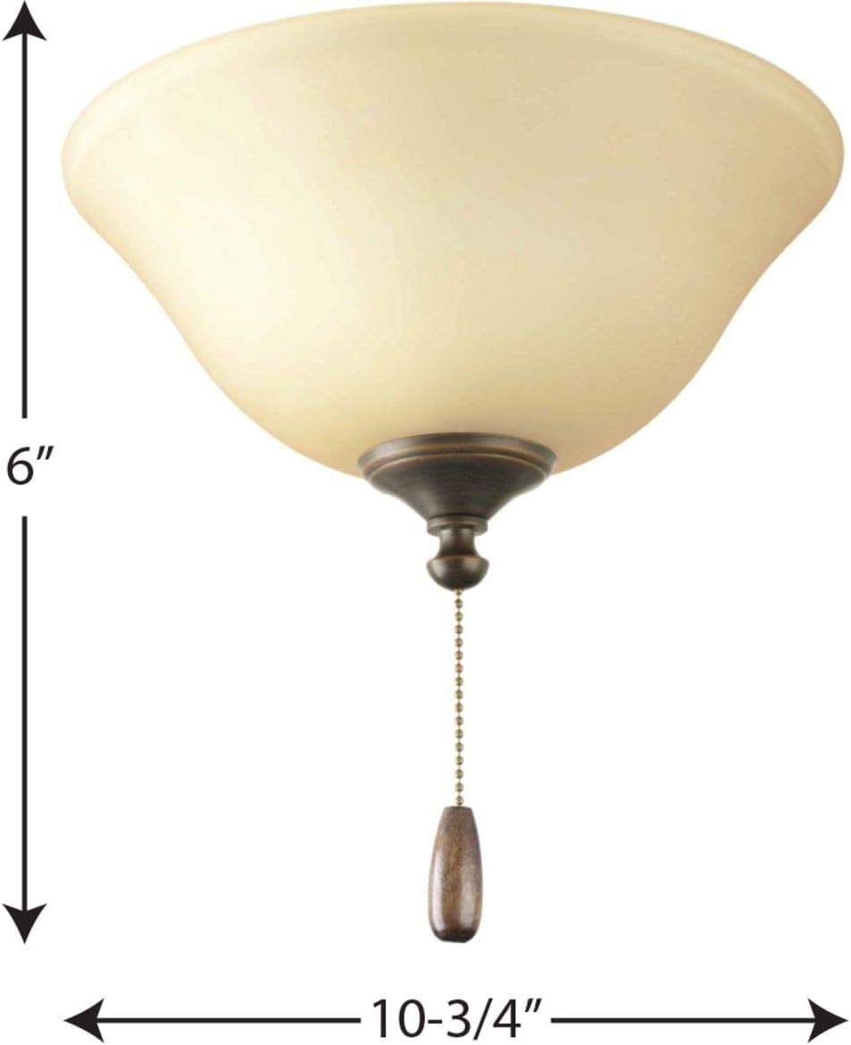 Progress Lighting 2-Light Ceiling Fan Light Kit for AirPro Collection Ceiling Fans, Classic Tranisitonal Style with Alabaster Style Glass Bowl, Includes 2 LED Light Bulbs and Finials in 5 Colors