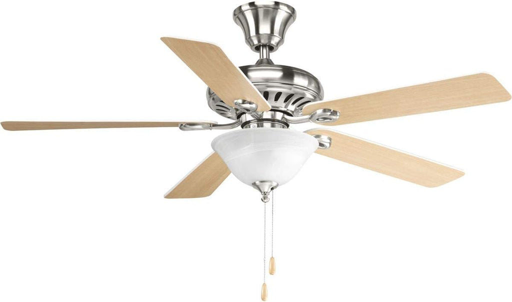 Progress Lighting 2-Light Ceiling Fan Light Kit for AirPro Collection Ceiling Fans, Classic Tranisitonal Style with Alabaster Style Glass Bowl, Includes 2 LED Light Bulbs and Finials in 5 Colors