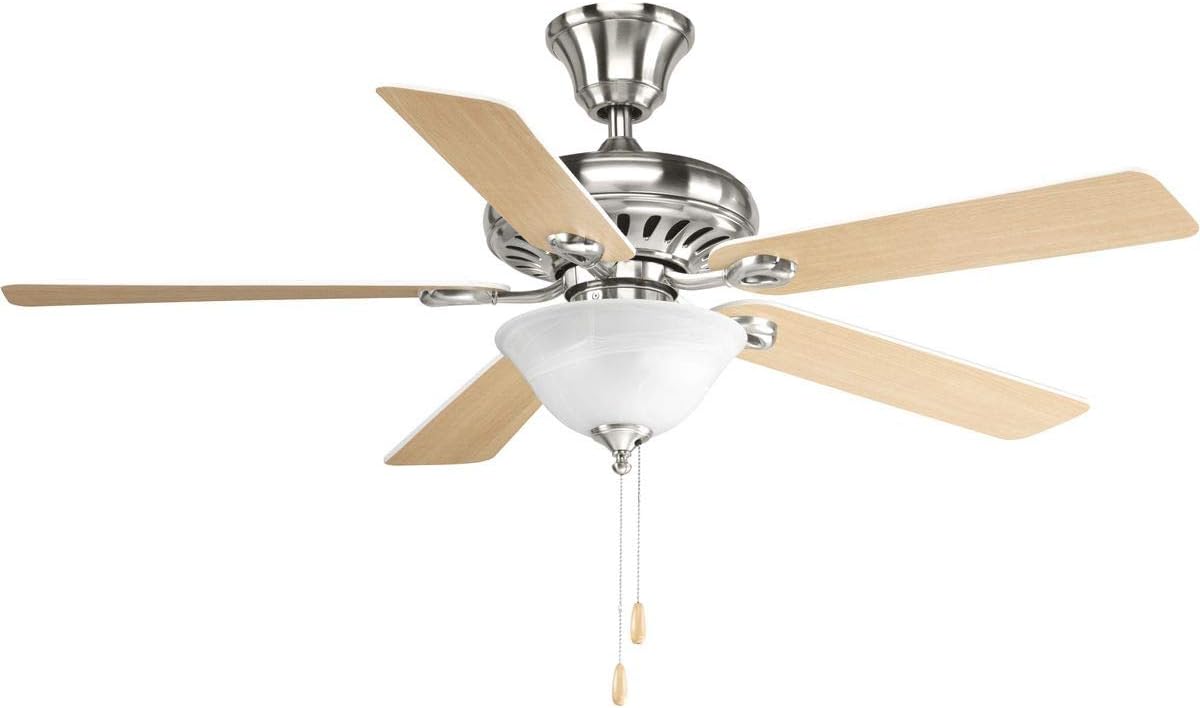 Progress Lighting 2-Light Ceiling Fan Light Kit for AirPro Collection Ceiling Fans, Classic Tranisitonal Style with Alabaster Style Glass Bowl, Includes 2 LED Light Bulbs and Finials in 5 Colors