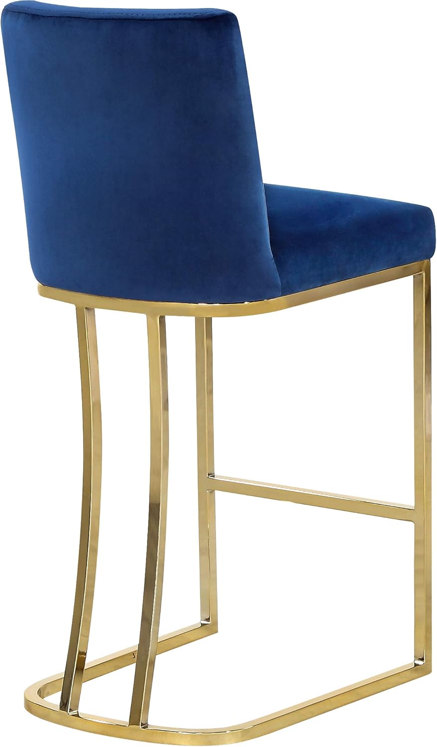 Meridian Furniture Heidi Collection Modern | Contemporary Velvet Upholstered Counter Stool with Polished Gold Metal Legs, 16" W x 19.5" D x 36.5" H, Black