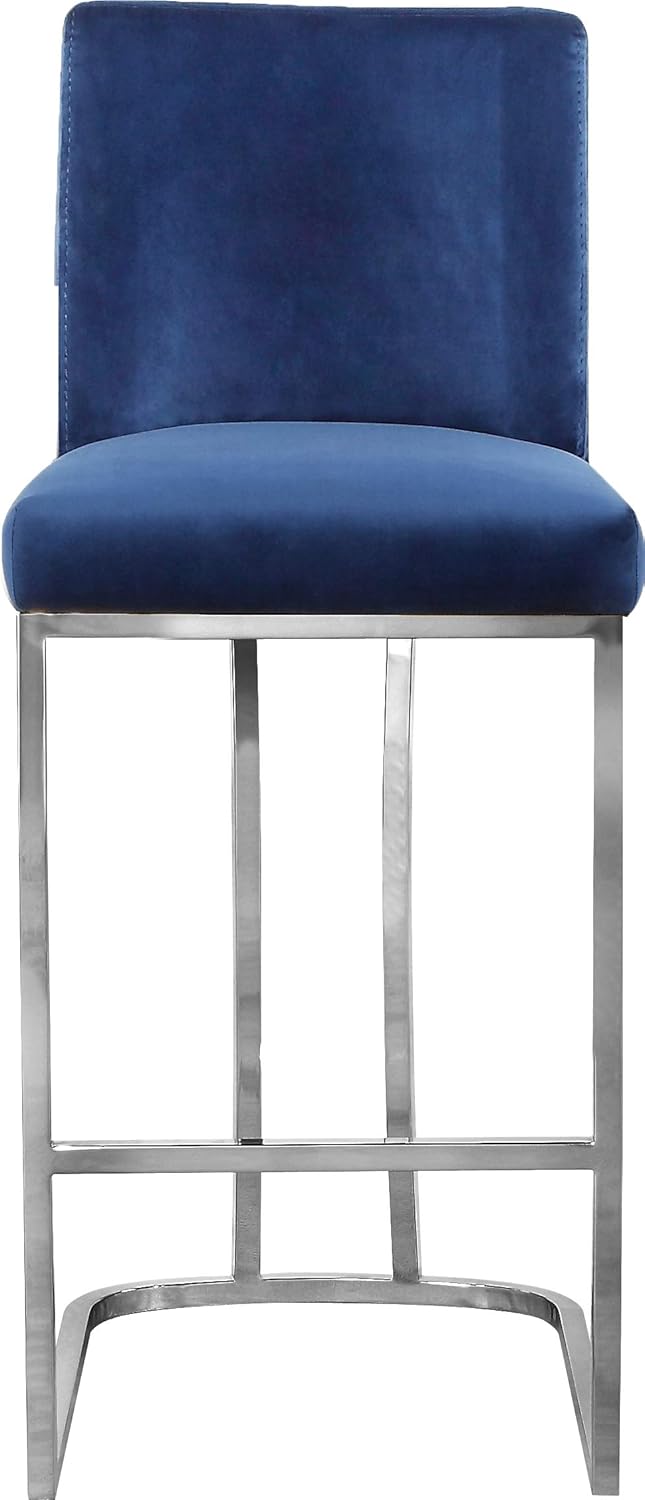 Meridian Furniture Heidi Collection Modern | Contemporary Velvet Upholstered Counter Stool with Polished Gold Metal Legs, 16" W x 19.5" D x 36.5" H, Black