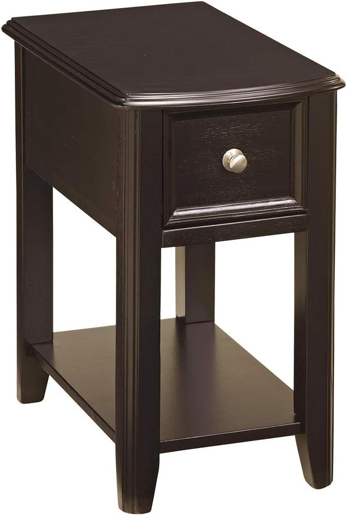 Signature Design by Ashley Breegin Chair Side End Table, 1 Drawer, 1 Fixed Shelf, Veneers, Wood, , 13.13" W x 22.13" D x 23" H, Brown