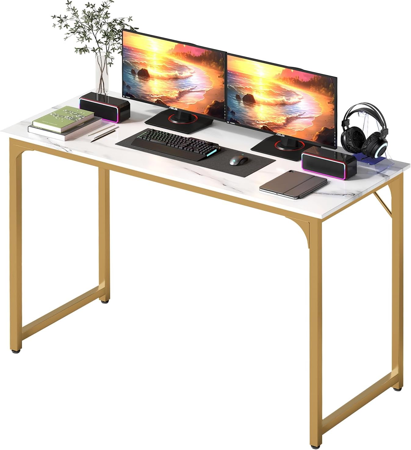 BestOffice Computer Desk,Home Office Desk, Modern Simple Style for Home Office Study Writing (Black, 47 inch)