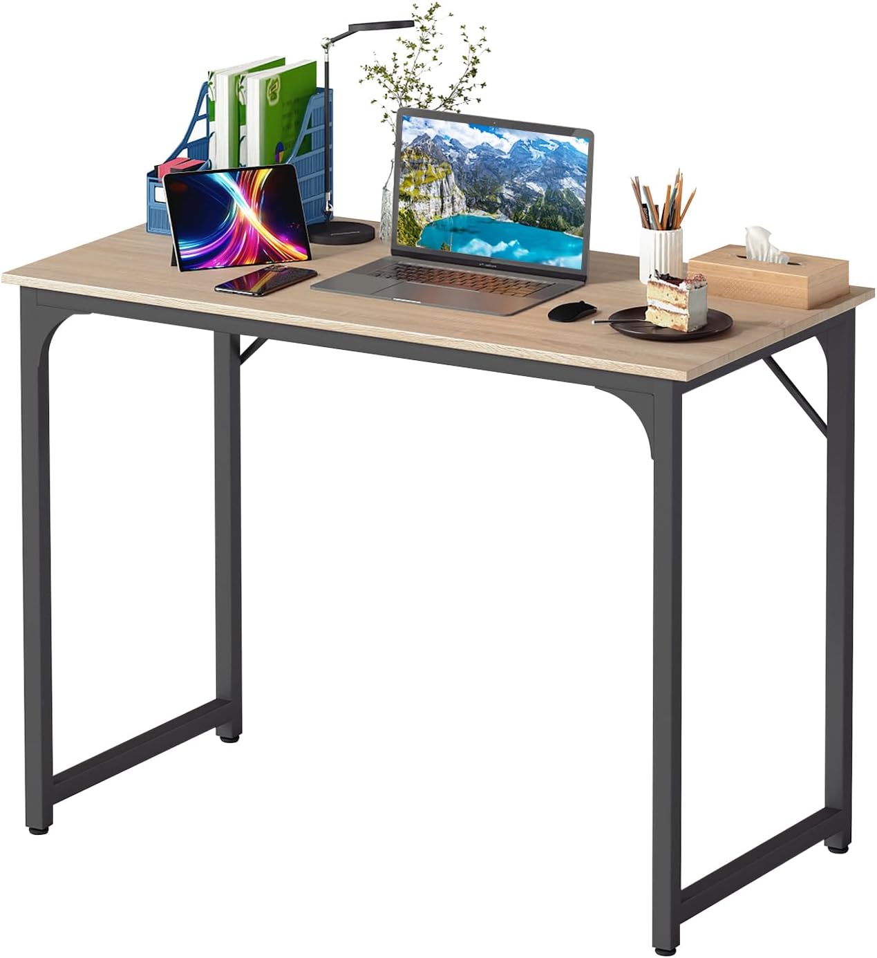 BestOffice Computer Desk,Home Office Desk, Modern Simple Style for Home Office Study Writing (Black, 47 inch)