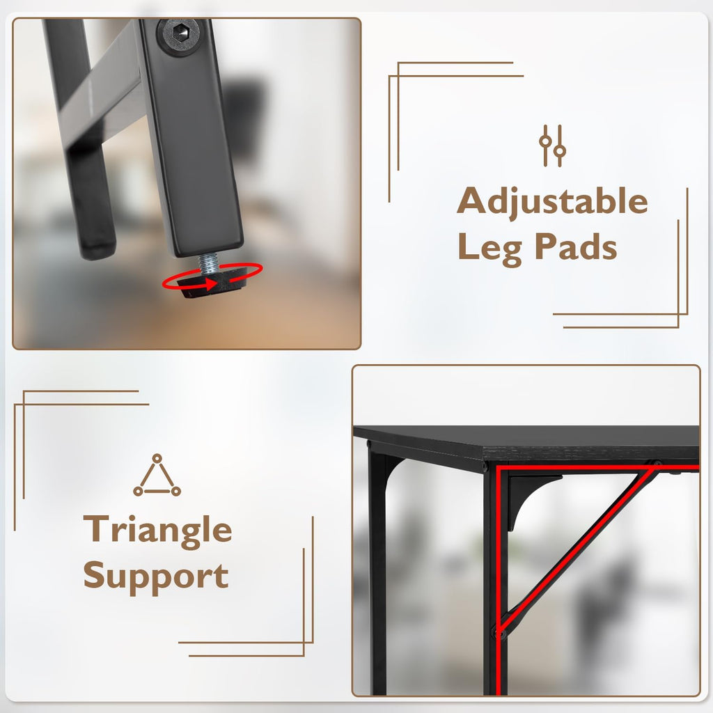 BestOffice Computer Desk,Home Office Desk, Modern Simple Style for Home Office Study Writing (Black, 47 inch)