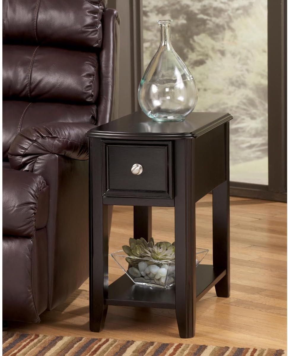 Signature Design by Ashley Breegin Chair Side End Table, 1 Drawer, 1 Fixed Shelf, Veneers, Wood, , 13.13" W x 22.13" D x 23" H, Brown