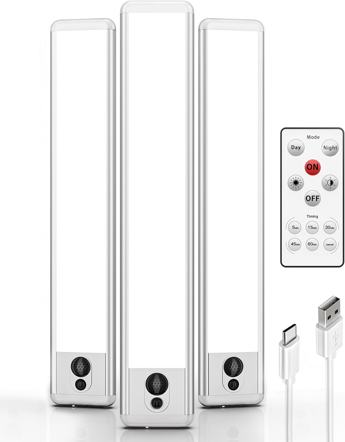 EZVALO 5 Pack Under Cabinet Lighting, Rechargeable Motion Sensor Light, LED Closet Lights Wireless, 5700K Dimmable, Timer, Magnetic, with Remote Control for Kitchen, Closet, Stair