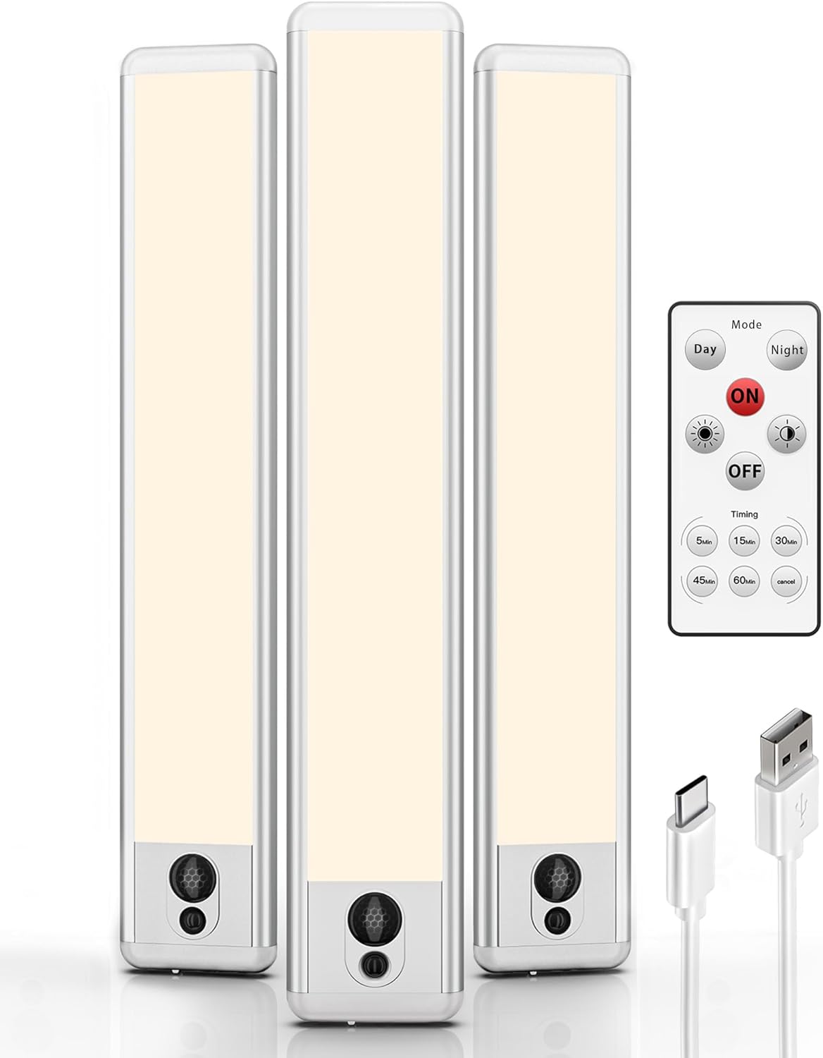 EZVALO 5 Pack Under Cabinet Lighting, Rechargeable Motion Sensor Light, LED Closet Lights Wireless, 5700K Dimmable, Timer, Magnetic, with Remote Control for Kitchen, Closet, Stair