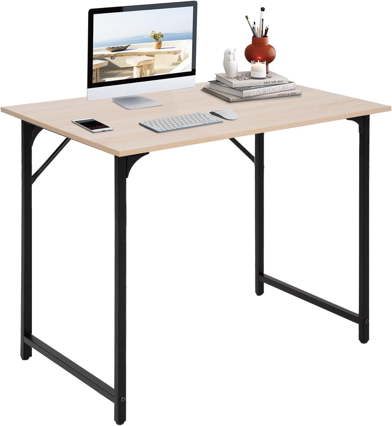 BestOffice Computer Desk,Home Office Desk, Modern Simple Style for Home Office Study Writing (Black, 47 inch)