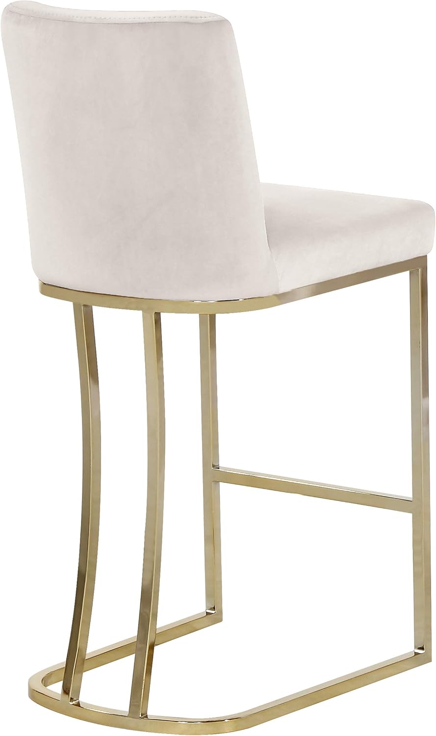 Meridian Furniture Heidi Collection Modern | Contemporary Velvet Upholstered Counter Stool with Polished Gold Metal Legs, 16" W x 19.5" D x 36.5" H, Black
