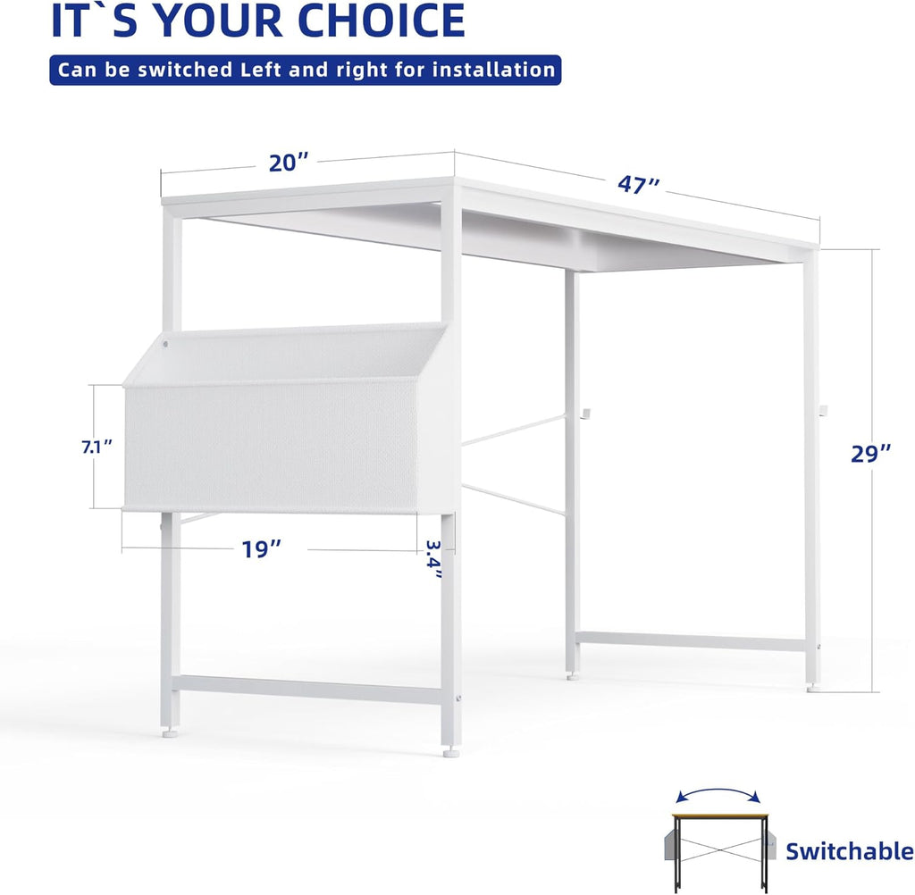 Pamray 32 Inch Computer Desk for Small Spaces with Storage Bag, Home Office Work Desk with Headphone Hook, Small Office Desk Study Writing Table