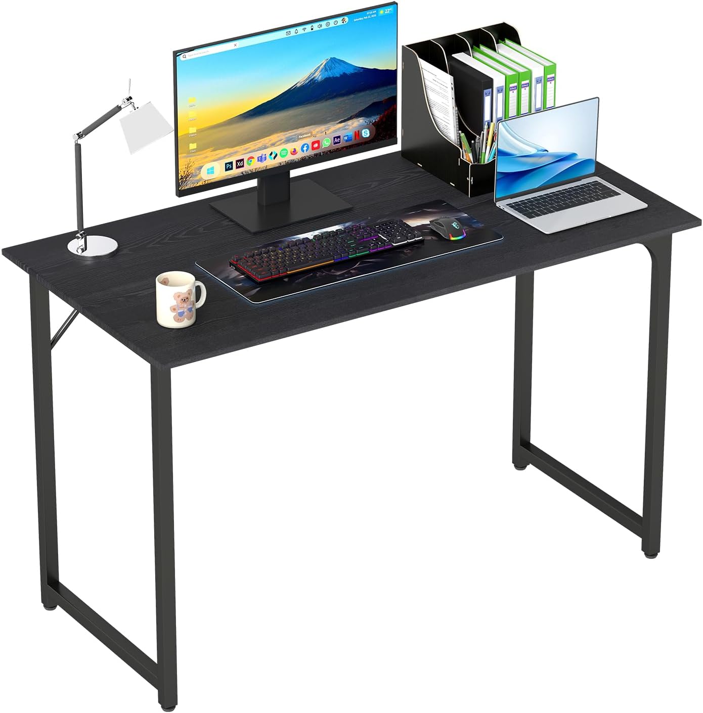 BestOffice Computer Desk,Home Office Desk, Modern Simple Style for Home Office Study Writing (Black, 47 inch)