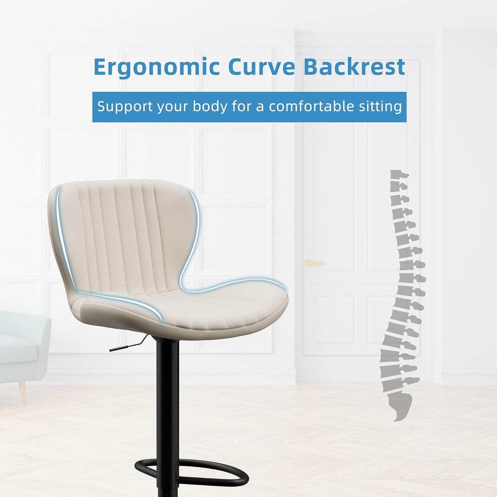 Shintenchi Bar Stools Set of 4 Modern Swivel Bar Chairs, Counter Height Faux Leather Metal Barstools, Upholstered Island Chairs with Back and Footrest, Coffee