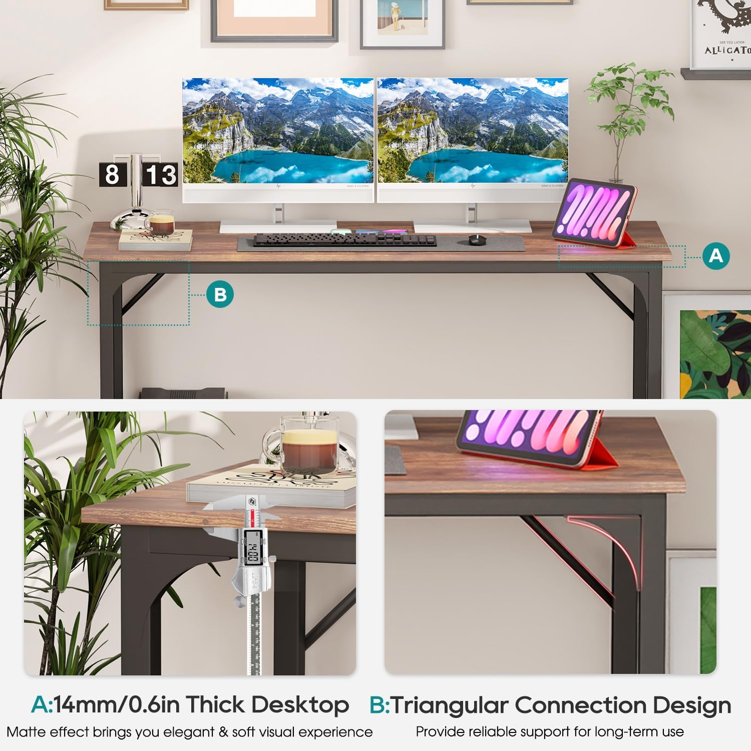 BestOffice Computer Desk,Home Office Desk, Modern Simple Style for Home Office Study Writing (Black, 47 inch)