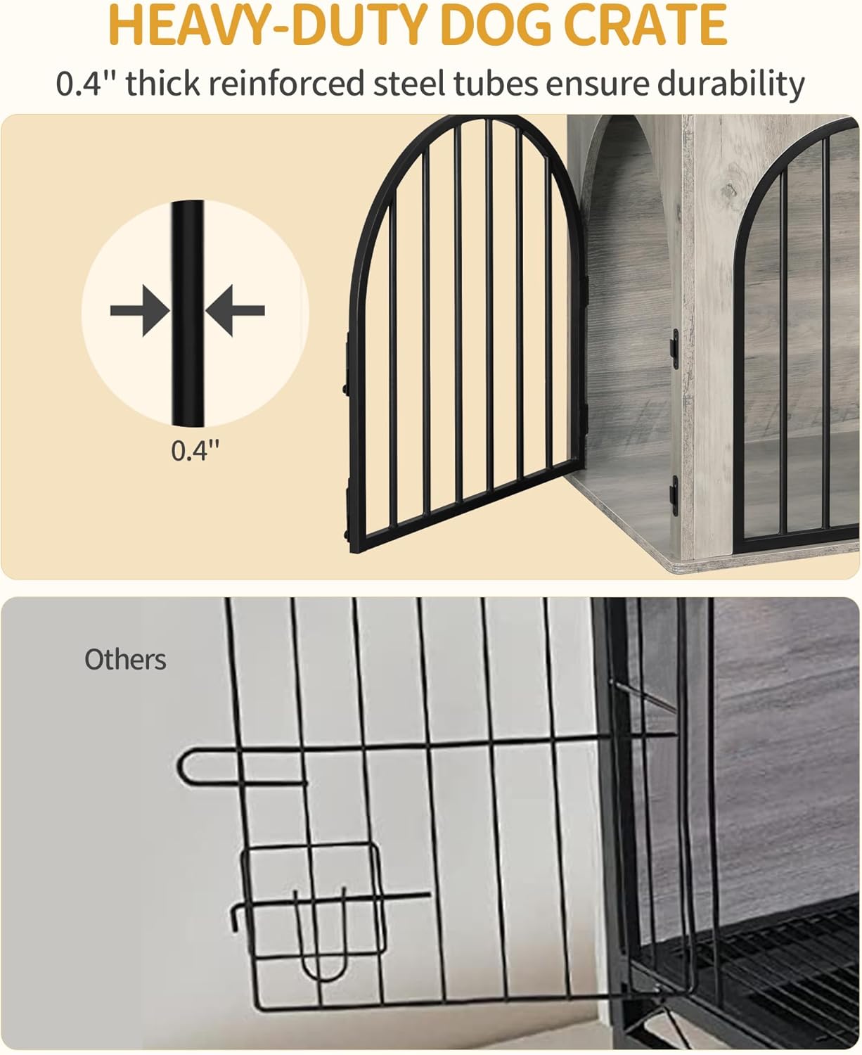 31.5'' Wooden Dog Crate Furniture, Indoor Dog Kennel Dogs Cage for Small/Medium Dogs, Heavy Duty Dog Crates Decorative Pet House End Side Table TV Stand, Rustic Brown DFC85101B