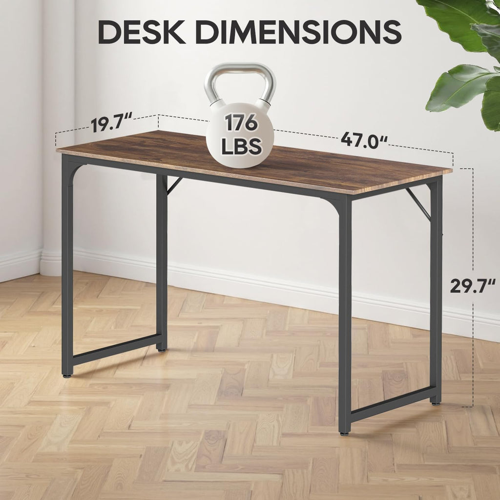 BestOffice Computer Desk,Home Office Desk, Modern Simple Style for Home Office Study Writing (Black, 47 inch)
