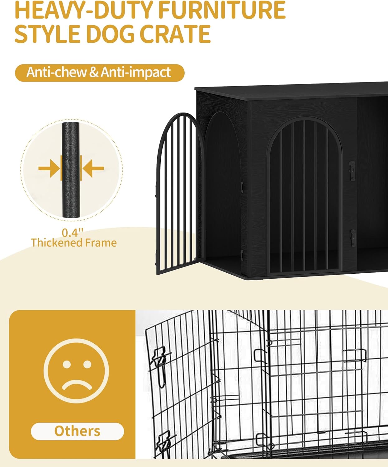 31.5'' Wooden Dog Crate Furniture, Indoor Dog Kennel Dogs Cage for Small/Medium Dogs, Heavy Duty Dog Crates Decorative Pet House End Side Table TV Stand, Rustic Brown DFC85101B