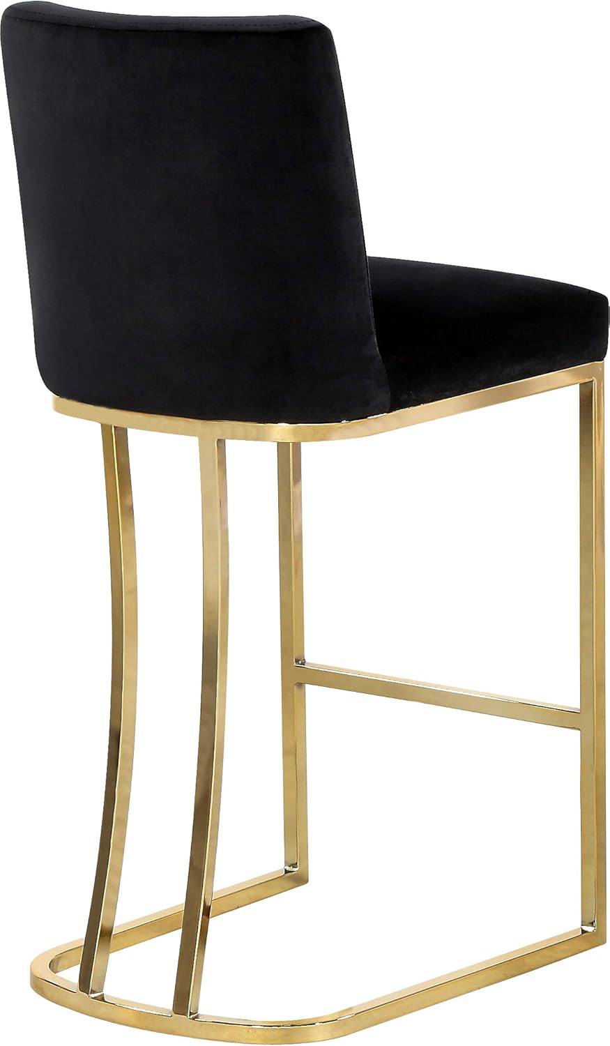 Meridian Furniture Heidi Collection Modern | Contemporary Velvet Upholstered Counter Stool with Polished Gold Metal Legs, 16" W x 19.5" D x 36.5" H, Black