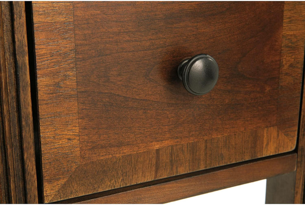 Signature Design by Ashley Breegin Chair Side End Table, 1 Drawer, 1 Fixed Shelf, Veneers, Wood, , 13.13" W x 22.13" D x 23" H, Brown