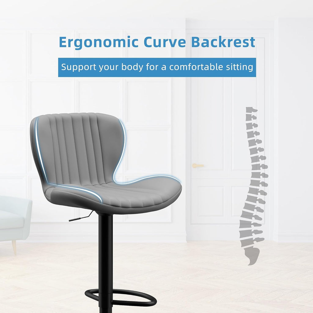 Shintenchi Bar Stools Set of 4 Modern Swivel Bar Chairs, Counter Height Faux Leather Metal Barstools, Upholstered Island Chairs with Back and Footrest, Coffee