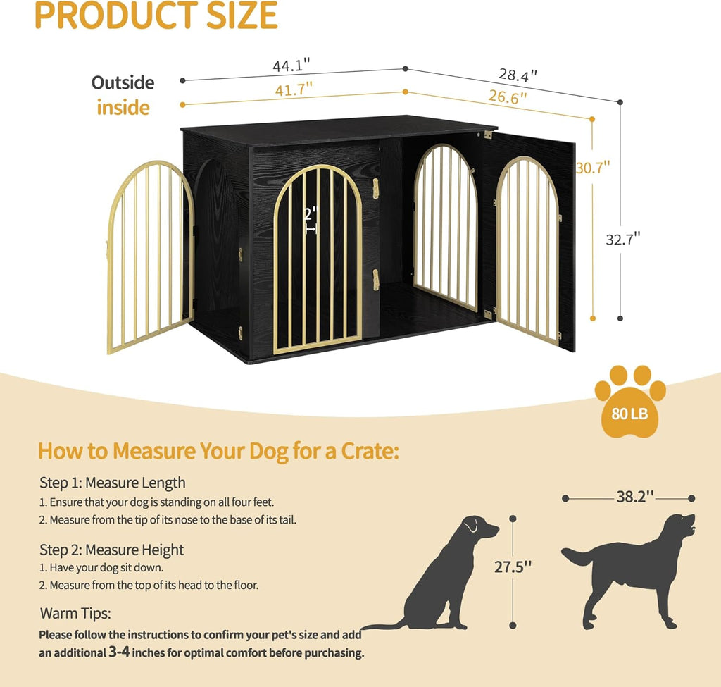 31.5'' Wooden Dog Crate Furniture, Indoor Dog Kennel Dogs Cage for Small/Medium Dogs, Heavy Duty Dog Crates Decorative Pet House End Side Table TV Stand, Rustic Brown DFC85101B