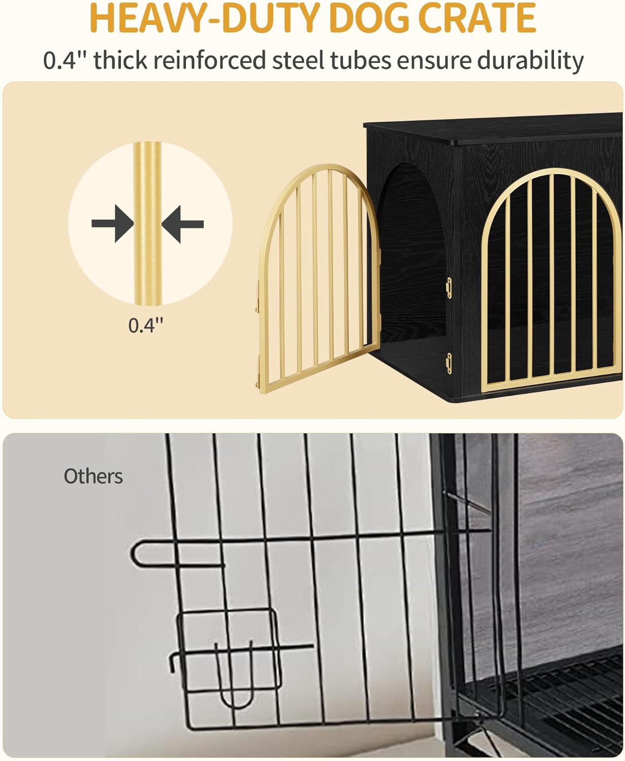 31.5'' Wooden Dog Crate Furniture, Indoor Dog Kennel Dogs Cage for Small/Medium Dogs, Heavy Duty Dog Crates Decorative Pet House End Side Table TV Stand, Rustic Brown DFC85101B