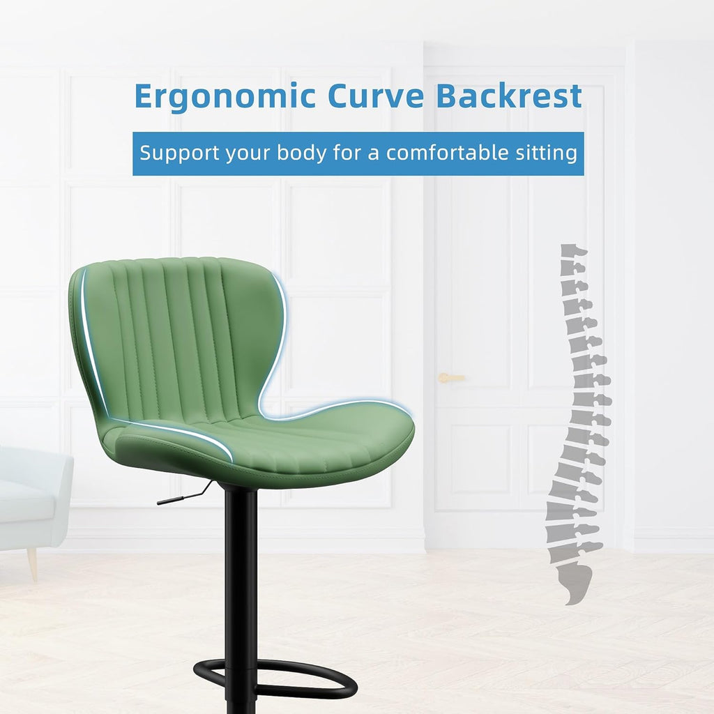 Shintenchi Bar Stools Set of 4 Modern Swivel Bar Chairs, Counter Height Faux Leather Metal Barstools, Upholstered Island Chairs with Back and Footrest, Coffee