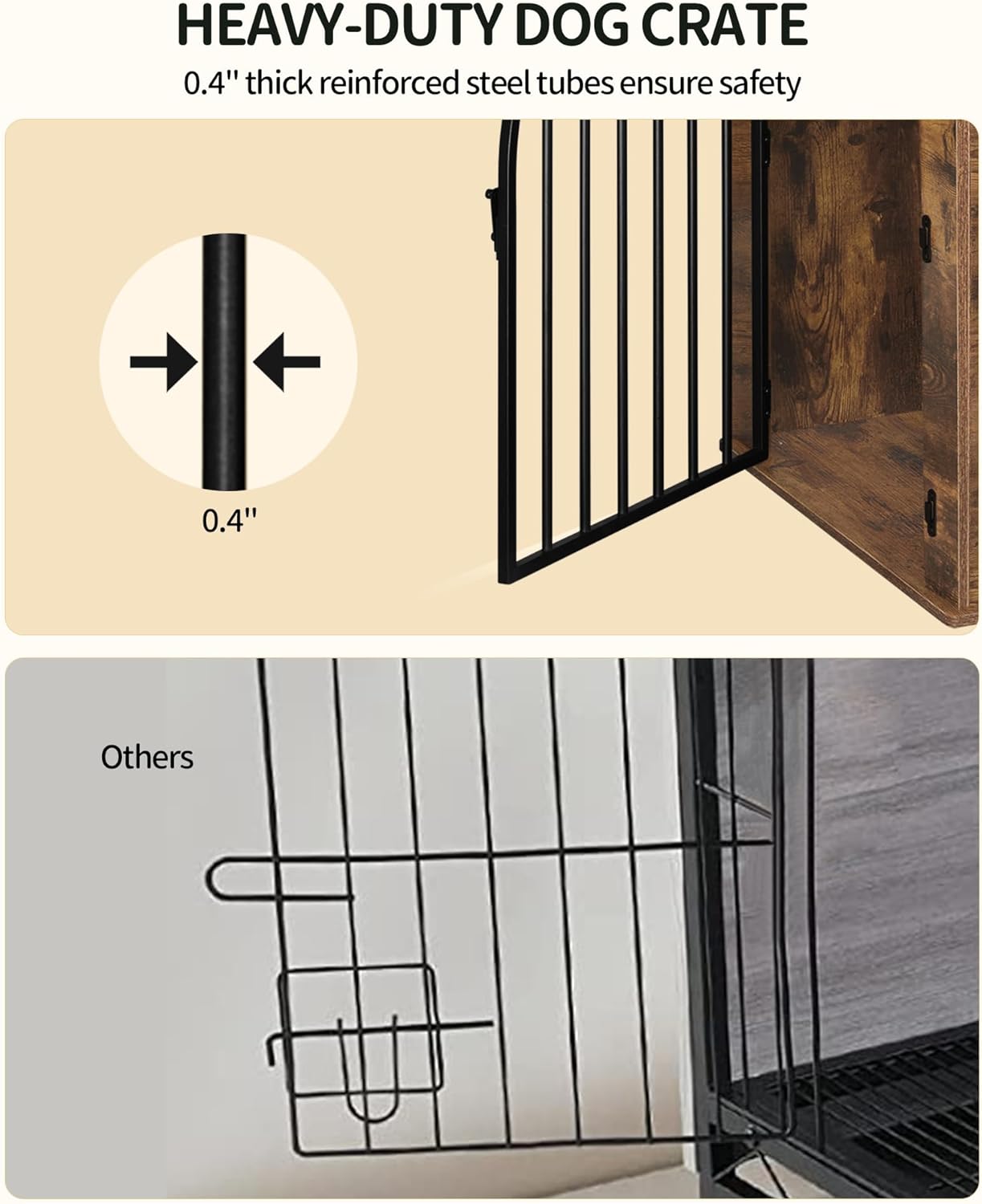 31.5'' Wooden Dog Crate Furniture, Indoor Dog Kennel Dogs Cage for Small/Medium Dogs, Heavy Duty Dog Crates Decorative Pet House End Side Table TV Stand, Rustic Brown DFC85101B