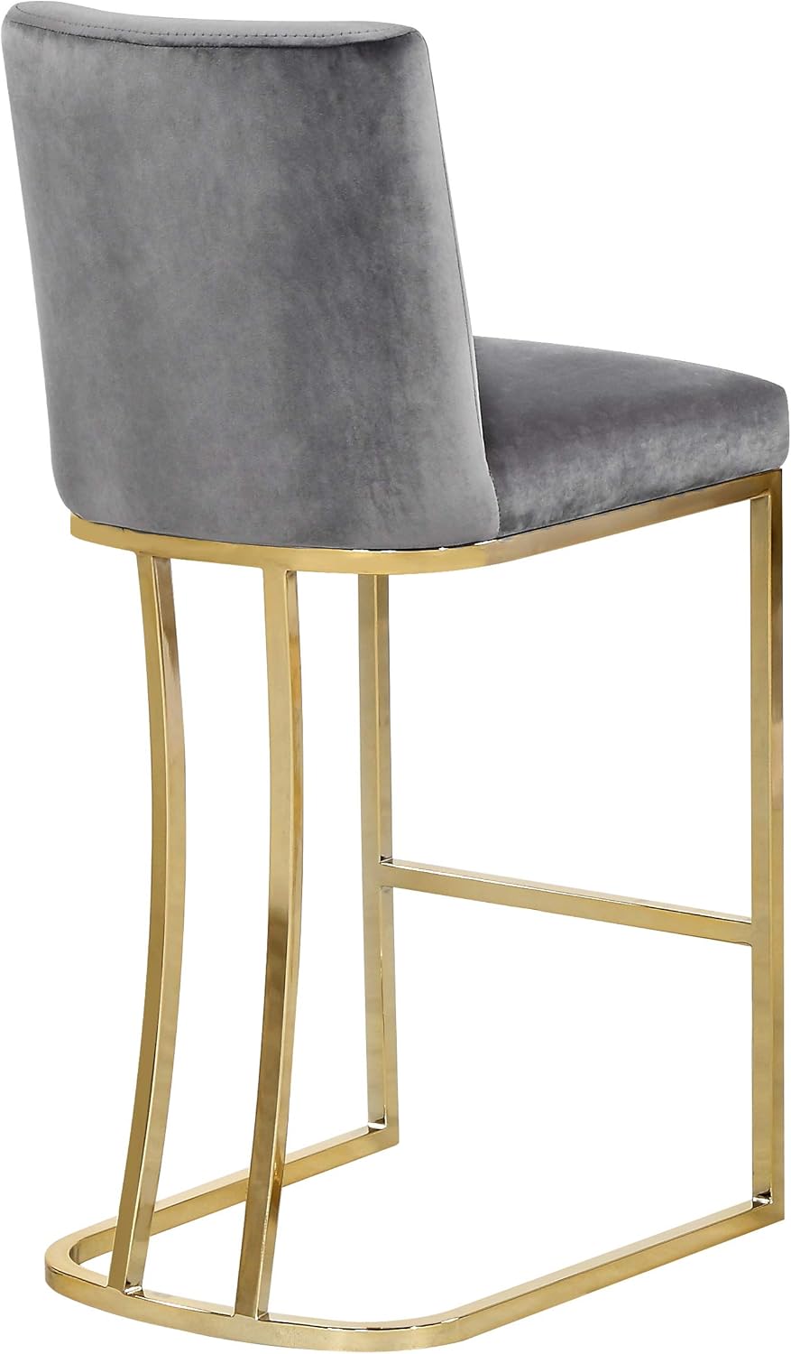 Meridian Furniture Heidi Collection Modern | Contemporary Velvet Upholstered Counter Stool with Polished Gold Metal Legs, 16" W x 19.5" D x 36.5" H, Black