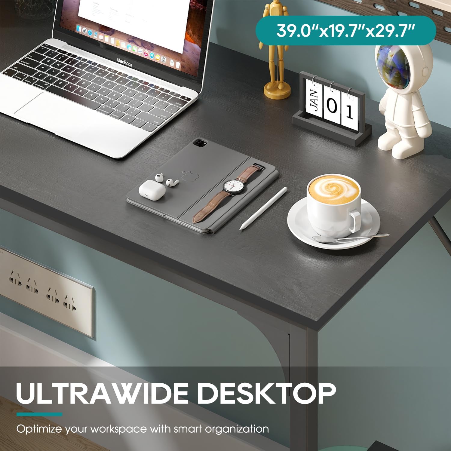 BestOffice Computer Desk,Home Office Desk, Modern Simple Style for Home Office Study Writing (Black, 47 inch)