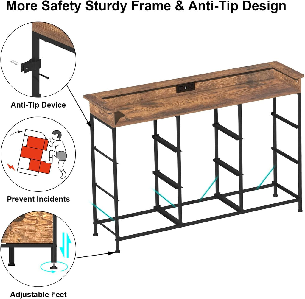 EXOTICA White Dresser with LED Light for Bedroom 9 Drawer Dressers with Charging Station Chests of Drawers for Entryway Closet Living Room Hallway Sturdy Steel Frame Wooden Top Easy Pull Handle