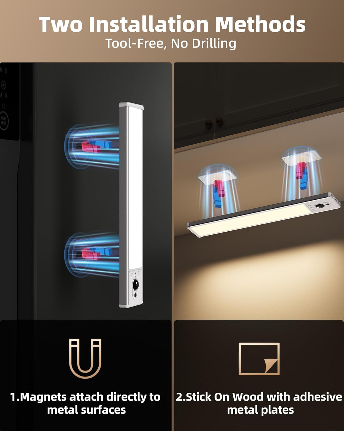 EZVALO 5 Pack Under Cabinet Lighting, Rechargeable Motion Sensor Light, LED Closet Lights Wireless, 5700K Dimmable, Timer, Magnetic, with Remote Control for Kitchen, Closet, Stair