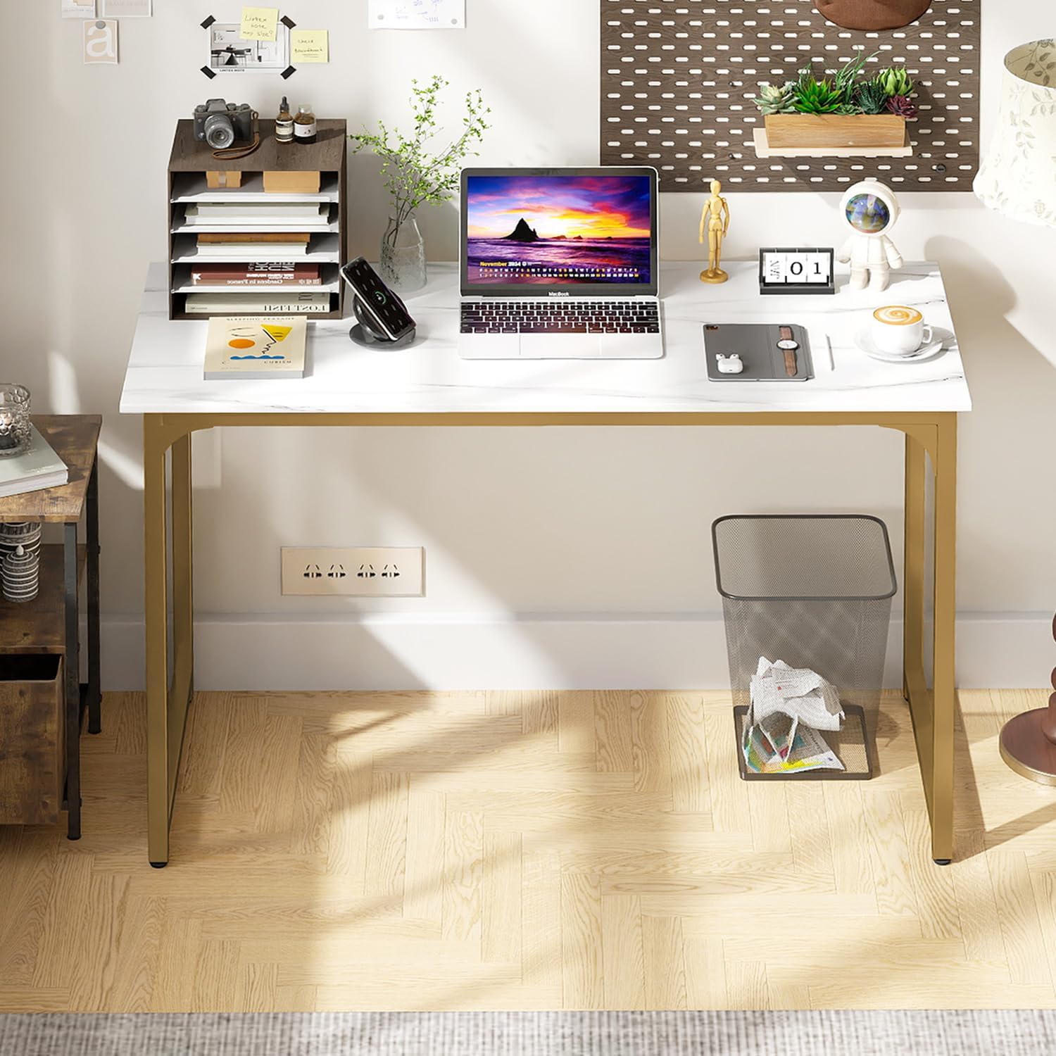 BestOffice Computer Desk,Home Office Desk, Modern Simple Style for Home Office Study Writing (Black, 47 inch)