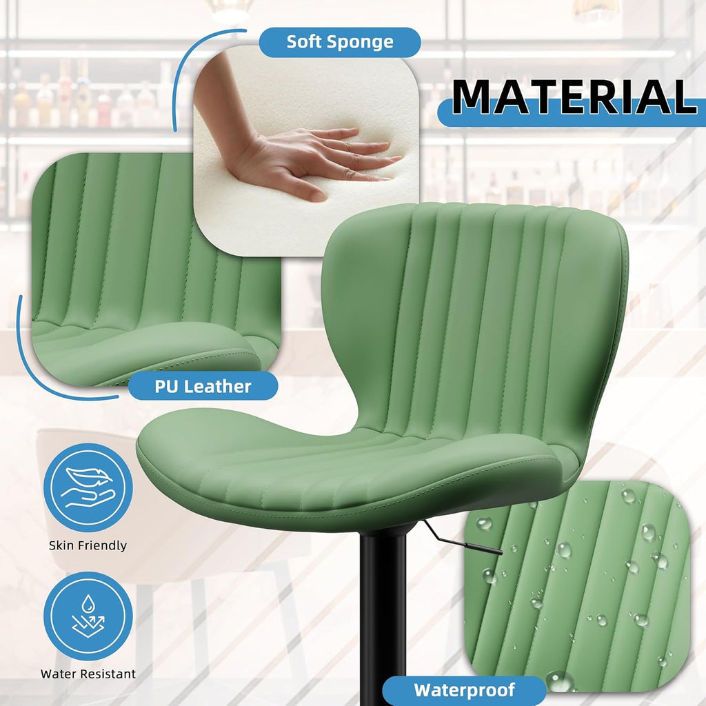 Shintenchi Bar Stools Set of 4 Modern Swivel Bar Chairs, Counter Height Faux Leather Metal Barstools, Upholstered Island Chairs with Back and Footrest, Coffee