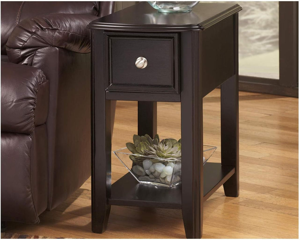 Signature Design by Ashley Breegin Chair Side End Table, 1 Drawer, 1 Fixed Shelf, Veneers, Wood, , 13.13" W x 22.13" D x 23" H, Brown