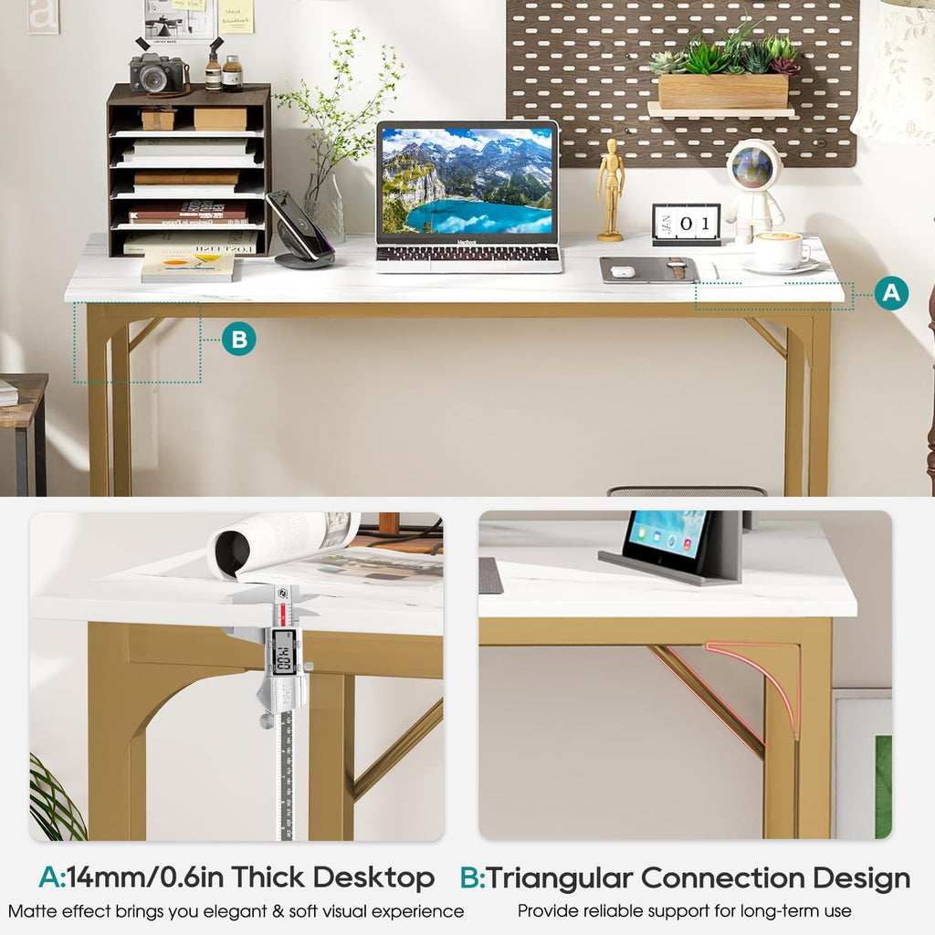 BestOffice Computer Desk,Home Office Desk, Modern Simple Style for Home Office Study Writing (Black, 47 inch)