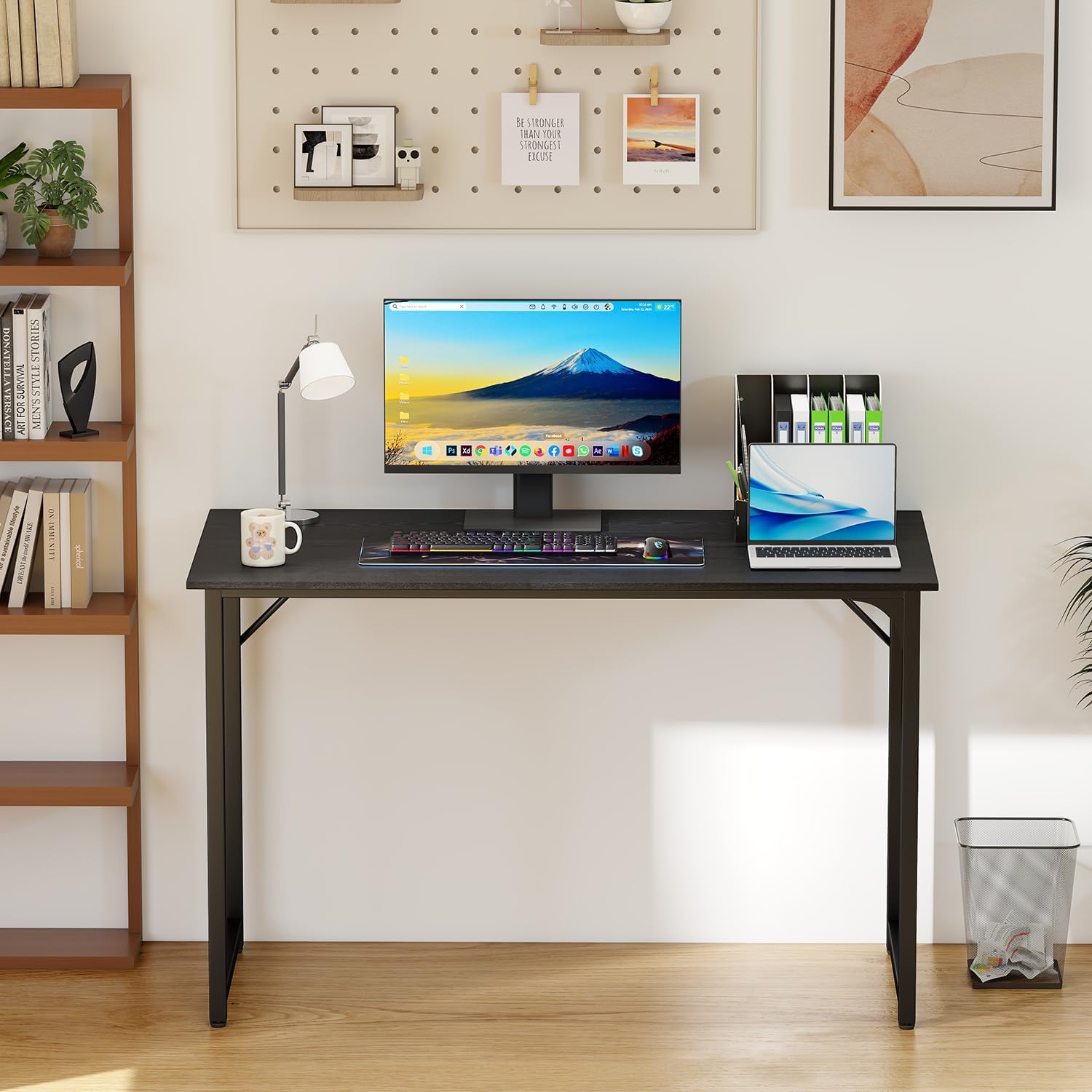 BestOffice Computer Desk,Home Office Desk, Modern Simple Style for Home Office Study Writing (Black, 47 inch)