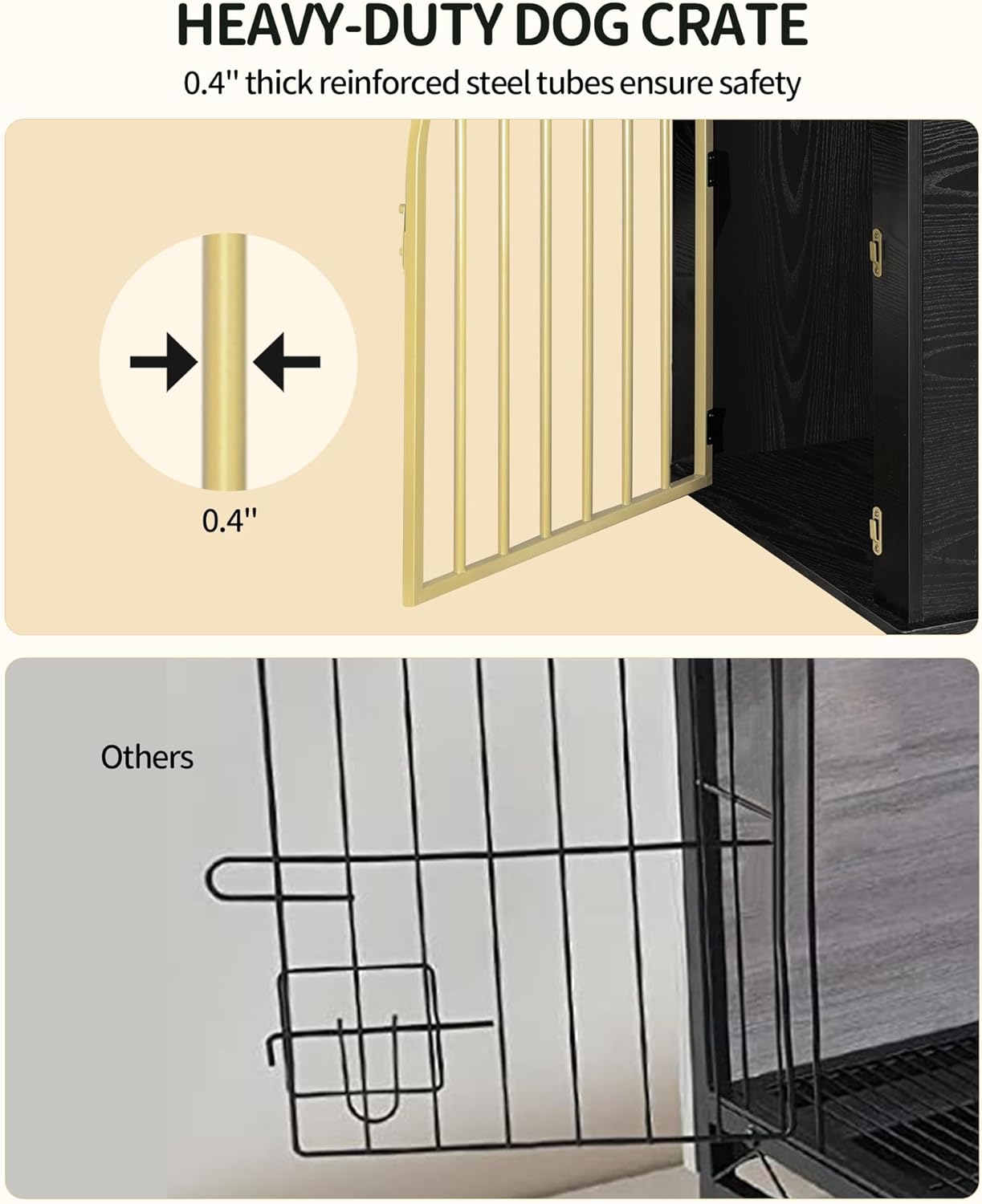 31.5'' Wooden Dog Crate Furniture, Indoor Dog Kennel Dogs Cage for Small/Medium Dogs, Heavy Duty Dog Crates Decorative Pet House End Side Table TV Stand, Rustic Brown DFC85101B