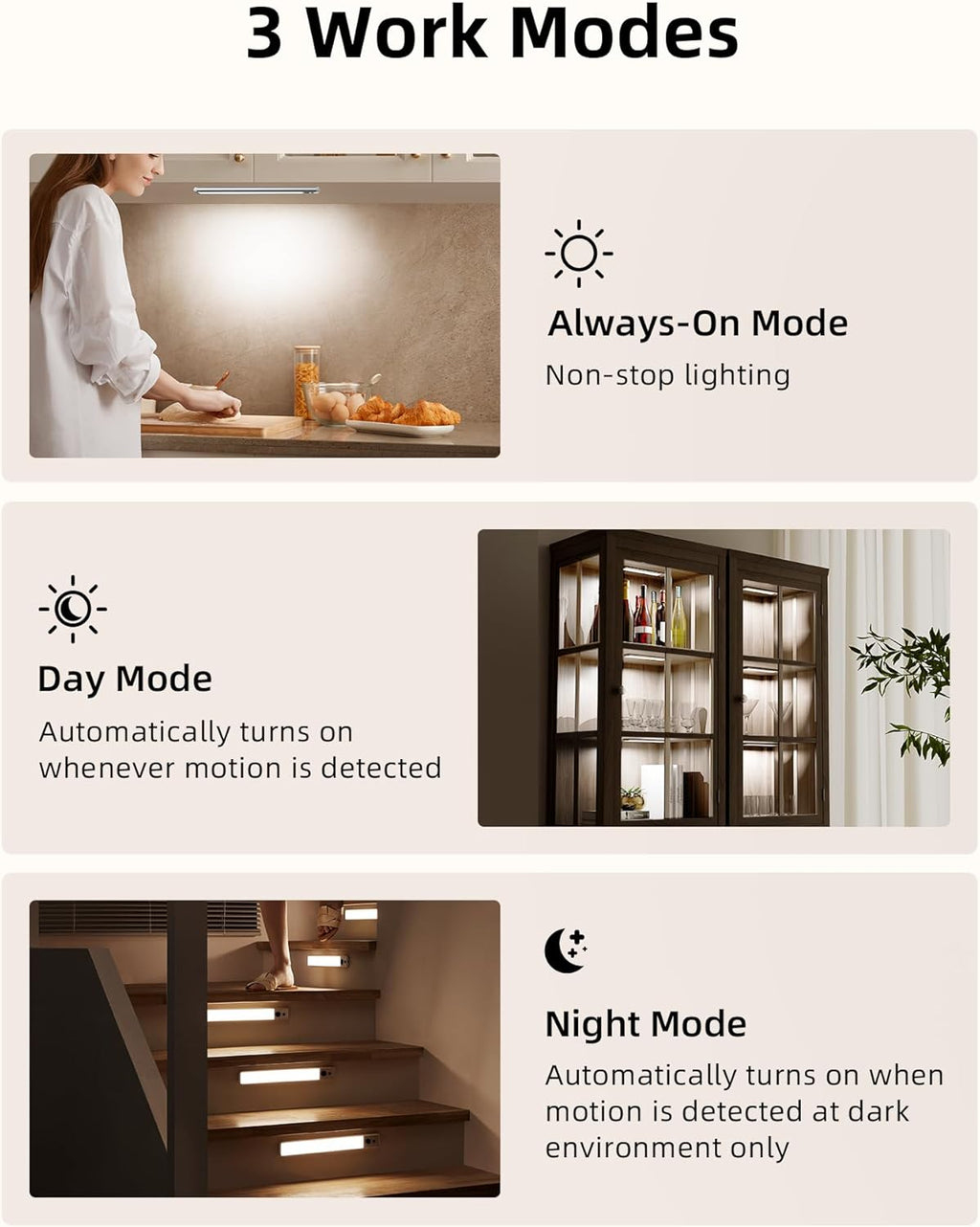 EZVALO 5 Pack Under Cabinet Lighting, Rechargeable Motion Sensor Light, LED Closet Lights Wireless, 5700K Dimmable, Timer, Magnetic, with Remote Control for Kitchen, Closet, Stair