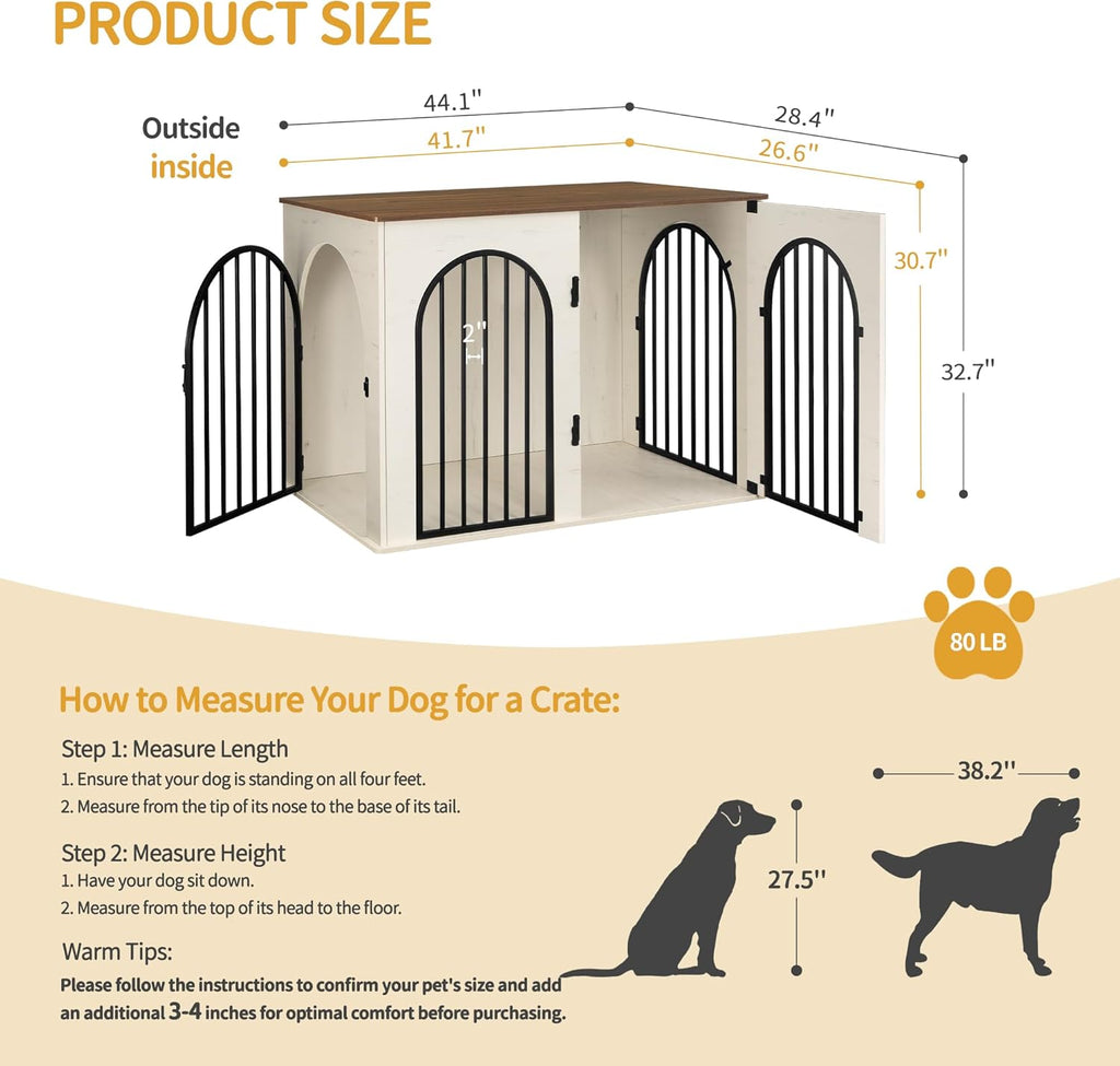 31.5'' Wooden Dog Crate Furniture, Indoor Dog Kennel Dogs Cage for Small/Medium Dogs, Heavy Duty Dog Crates Decorative Pet House End Side Table TV Stand, Rustic Brown DFC85101B