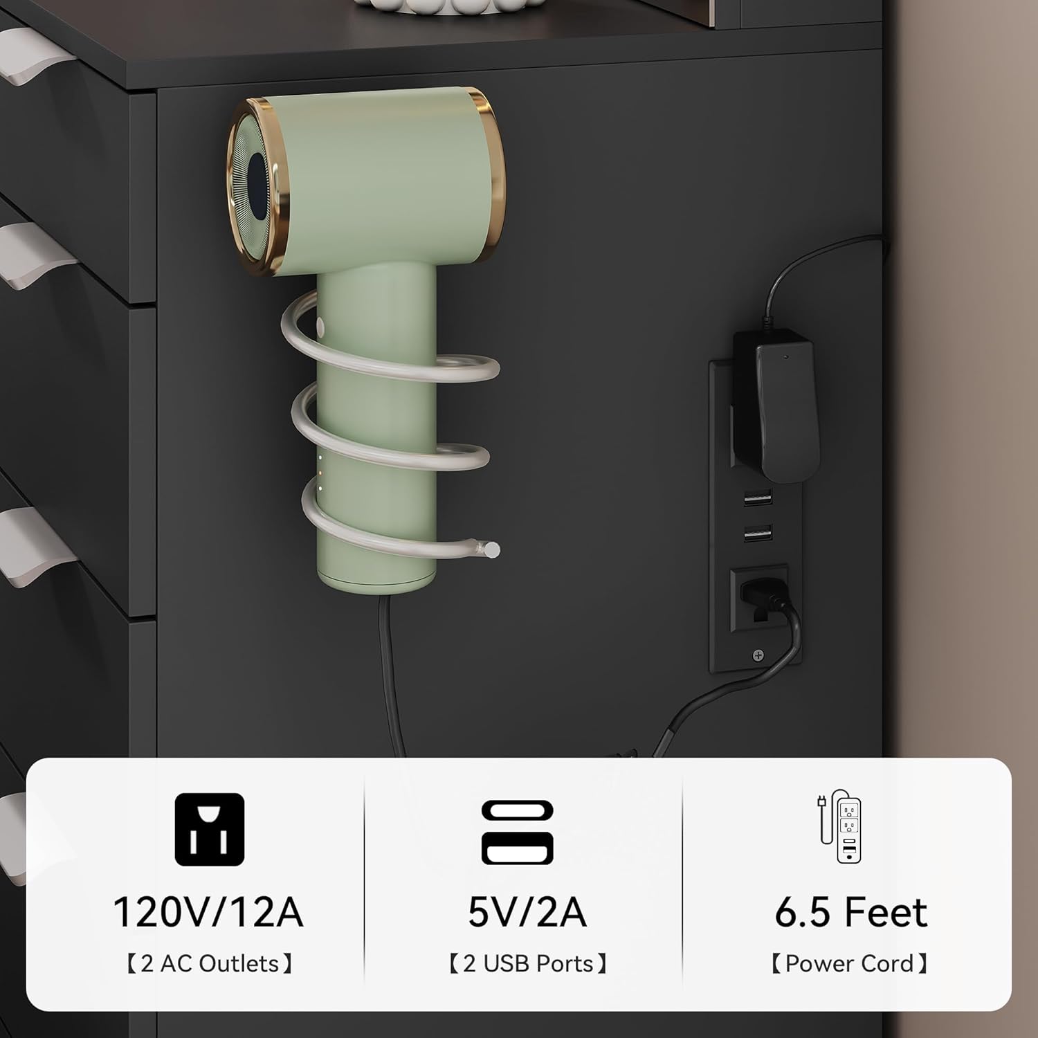 YITAHOME 46" Vanity Table with LED Lighted Mirror, Makeup Desk with 11 Drawers, Cushioned Storage Stool, Vanity Set with Power Outlet & Magnifying Mirror, White